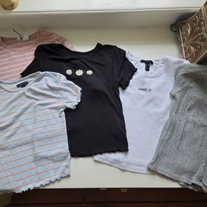 Lot Of Girl's Baby Ts, crop Ts, and Abercrombie T, Sz 10-12, junior XS-S